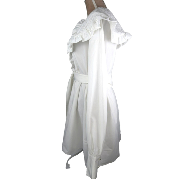 Sister Jane Curious Babydoll Dress White Broderie Bib Collar Pearl Button XL - Picture 2 of 11